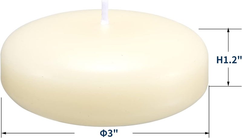 qinxiang 12 Pack Floating Candles, 3” Ivory Unscented Dripless Wax Burning Candles, for Cylinder Vases, Weddings, Party and Holiday - Image 2